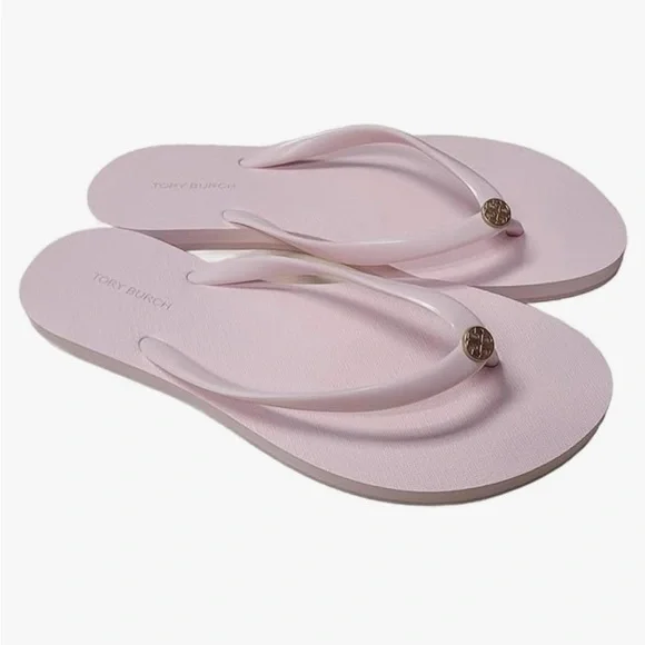 NWT Tory Burch pink flip flops with gold logos size 11 - Picture 2 of 7